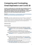 Covid 19 vs. The Great Depression:  Comparisons & Contrast