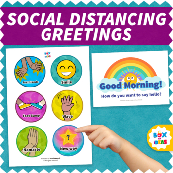 Preview of Covid Morning Meeting Greetings Choices Social Distancing Classroom Decor