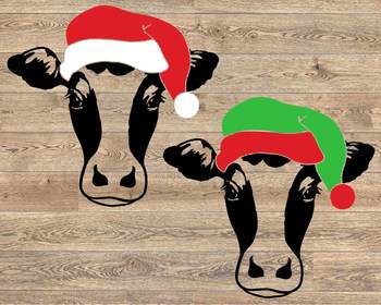 Download Cow Christmas Hat Svg Clipart Farm Heifer Santa Claus Props 1087s By Hamhamart SVG Cut Files