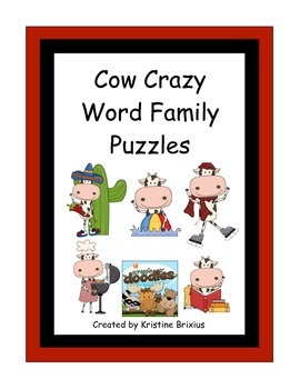 Preview of Cow Crazy Word Family Puzzles