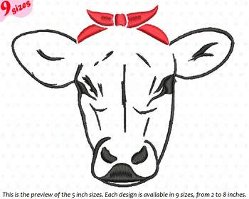 Cow Head whit Bandana Embroidery Design cowboy Farm Milk ...