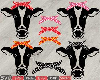 Download Cow Head Whit Bandana Silhouette Svg Clipart Polka Dot Cowboy Farm Milk 774s