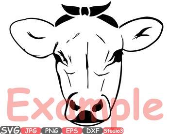 Download Cow Head Whit Bandana Silhouette Svg Clipart Cowboy Western Farm Milk 772s