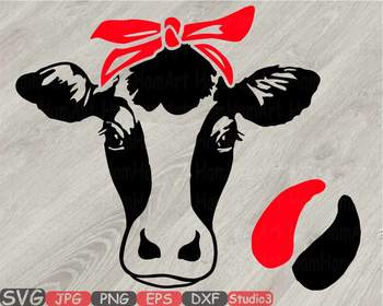 Download Cow Head whit Bandana Silhouette SVG clipart cowboy ...