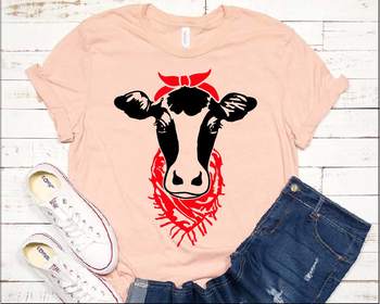 Cow Head whit Bandana and Scarf SVG cowboy western heifer Farm Milk 1269S