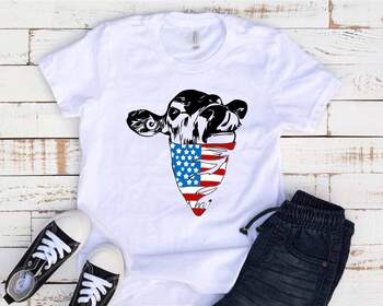 Preview of Cow Head whit Scarf US flag SVG Not today Heifer USA america flag 1403s
