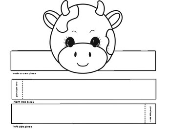 Cow Headband - Farm Animal Paper Hat - Animal Crown - Coloring Activity