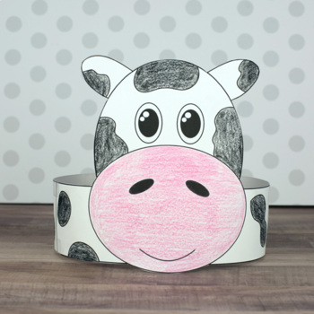 Cow Headband - Farm Animal Paper Hat - Animal Crown - Coloring Activity