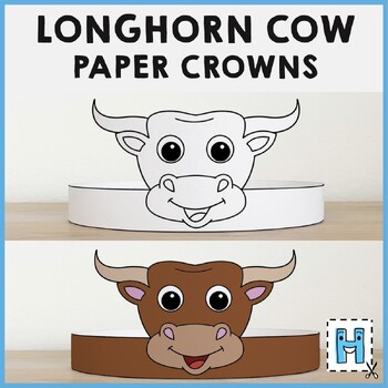 Longhorn Cow toilet paper roll craft Printable Wild West Activity No Prep