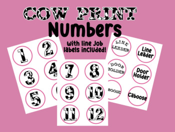 Preview of Cow Print Numbers/ Numbers for Lining up/ Numbers for Classroom 
