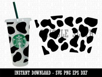 Cow Print Full Wrap Starbucks Svg,For Starbucks 24oz Venti Cold Cup