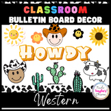 Cow Print Western Bulletin Board Decor Kit - Howdy Welcome