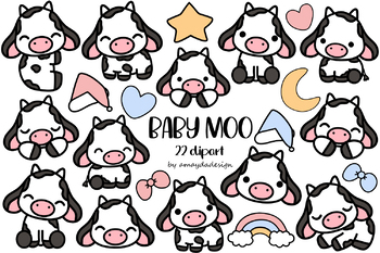 Preview of Cow clipart, Cute Cow Clipart, Animal clipart, Baby Cow, moo
