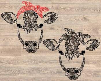 Download Cow Whit Bandana Mandala Svg Zentangle Cow Svg Animal Heifer 1716s