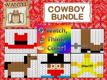 Preview of Cowboy Bundle Watch, Think, Color Games