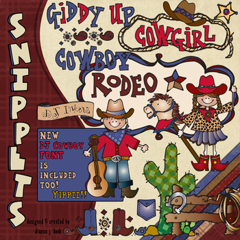Preview of Cowboy Clip Art Snippets, Borders & DJ Cowboy Font by DJ Inkers