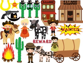 Preview of Cowboy Clip Art , western, wild west pony, Personal, school Use -052-
