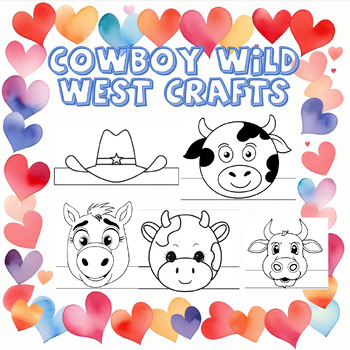Preview of Cowboy Headband- Wild West Paper Crown Set - Printable Coloring Craft Activity