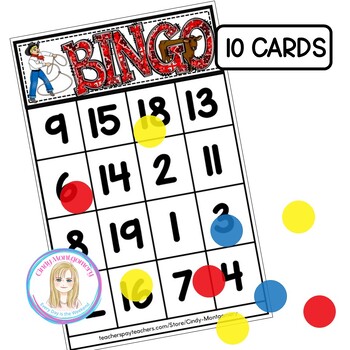 Cowboy Number Bingo to 20 Game Activity for PreK, Kindergarten and ...