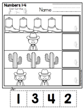 cowboy math and literature pack plus craft by preschool printable