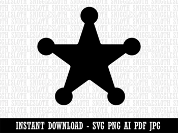 Preview of Cowboy Sheriff Badge Star Clipart Instant Digital Download AI PDF SVG PNG JPG