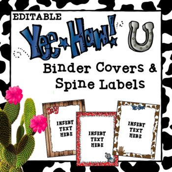 Preview of Cowboy and Western Theme- Binder Covers and Spine Labels - Editable