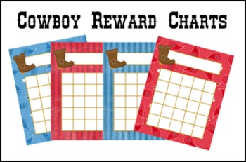 Preview of Cowboy Western Incentive Reward Charts - 4 Different Designs