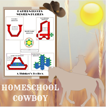Preview of Cowboy Western Pattern Block Mat Printables & Worksheets