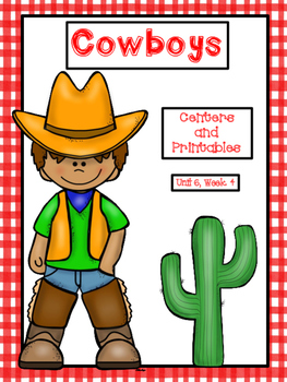 Preview of Cowboys, Centers and Printables, 2nd Grade/Distance Learning