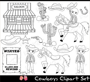 Cowboys Clipart Set by 1Everything Nice | Teachers Pay Teachers