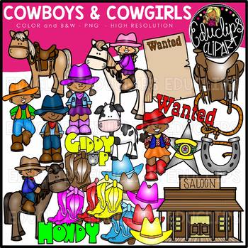 Preview of Cowboys and Cowgirls Clip Art Bundle {Educlips Clipart}