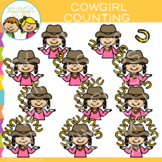 Cowgirl Counting Horseshoes Clip Art