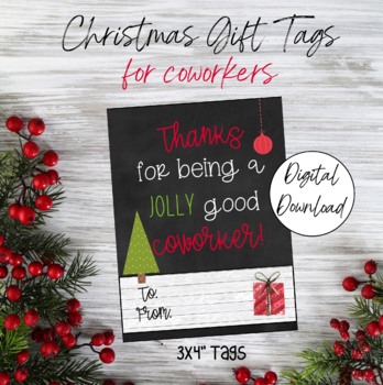 Coworker Gift Tags for Christmas, Printable Christmas Gift Tags by ...