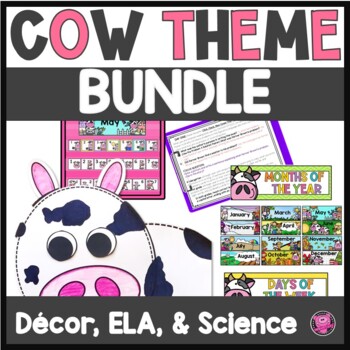 Preview of Cows Calendar Bulletin Board Decor Desk Plates and More Bundle