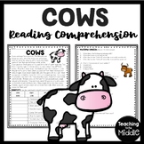 Cows Informational Text Reading Comprehension Worksheet Fa