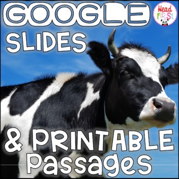 Preview of Cows and Cowboys NONFICTION GOOGLE SLIDES and PRINTABLE Passages and Activities