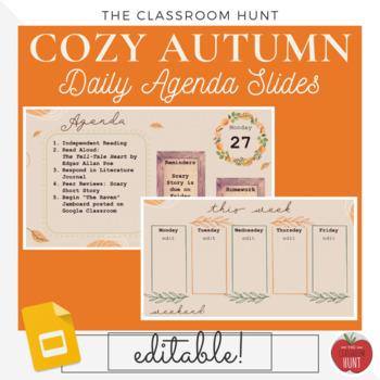 Preview of Cozy Autumn Daily Agenda Slides - Fall Agenda Slides