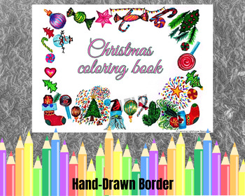 Preview of Cozy Christmas Coloring Book with Hand Drawn Border