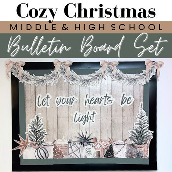 Preview of Cozy Christmas Holiday Bulletin Board | Aesthetic Neutral Modern Mature Decor