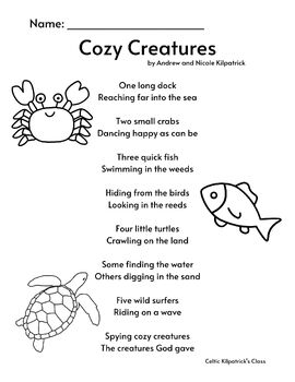 Preview of Cozy Creatures - Poetry