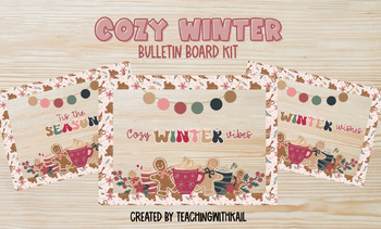 Preview of Cozy Retro Winter Christmas Bulletin Board Kit