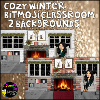 Preview of Cozy Winter Bitmoji Classroom - 2 Backgrounds