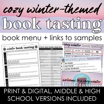 Preview of Cozy Winter Book Tasting with Interactive Digital Menu - Middle/High School