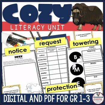 Preview of Cozy by Jan Brett Read Aloud Activities Comprehension Writing Mentor Text