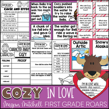 Preview of Cozy in Love by Jan Brett Book Companion Reading Comprehension Valentine's Day