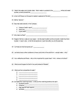 Cpalms Water And Life Worksheet Tutorial By Patricia Luciano Tpt