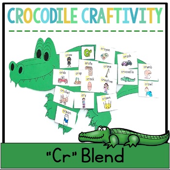 Preview of Cr Blend Word Work Crocodile Craft and Activity