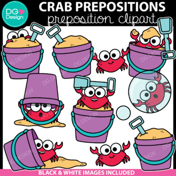 Preview of Crab Clipart | Preposition Clipart | Summer Clipart | Positional Clip Art
