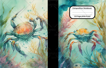 Preview of Crab Composition Notebook Cover  For School, Home , Work , 8.5x11 inches