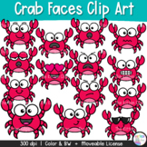 Crab Faces Clipart | Summer Emotions Clip Art